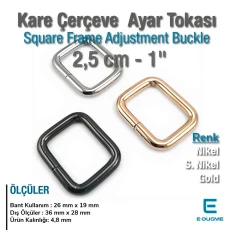 2.5 cm Dikdörtgen Toka - Çerçeve Toka Özel Metal Kaplama - Kalın Model SB 1215