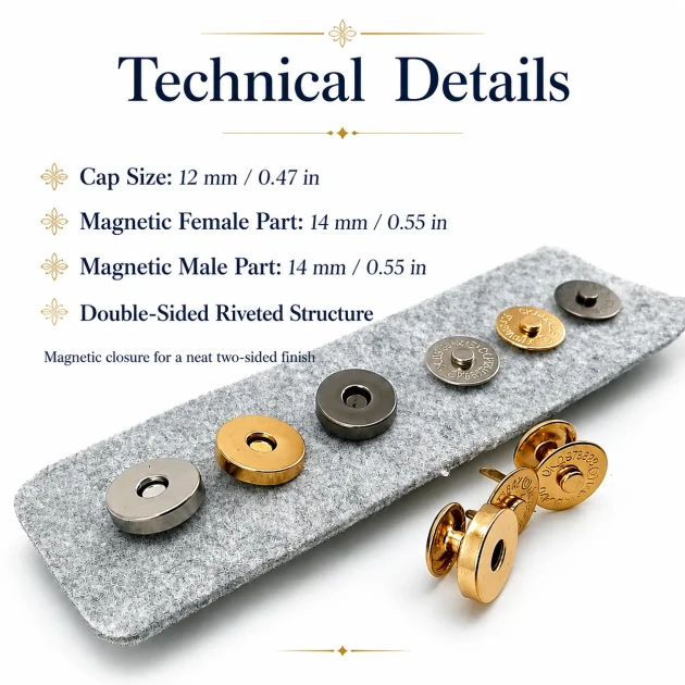 Bag Magnet 14 mm - 0,55" Double Sided Trock - Magnetic Bag Snap Plus Quality SB S-611