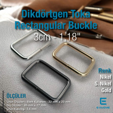 3 cm Rectangular Buckle - Frame Buckle Special Metal Coating S 1220