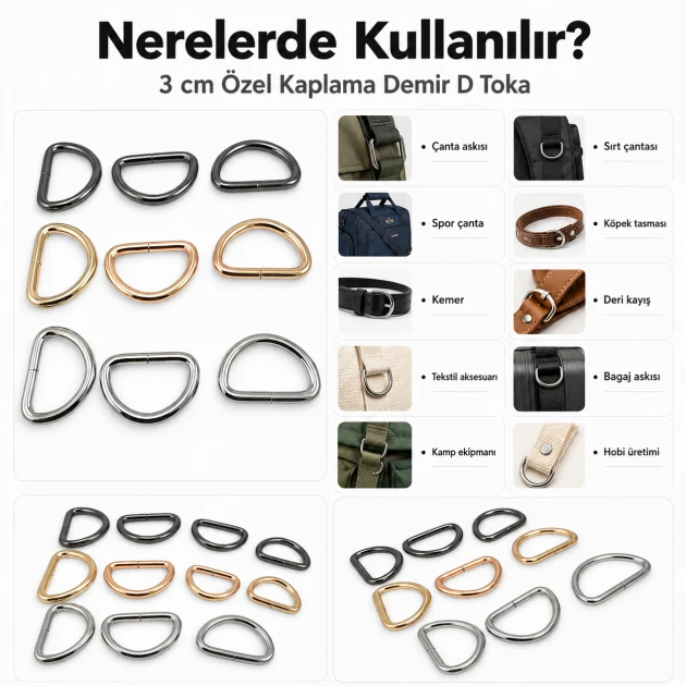 3 cm / 30 mm / 1.18 in Special Coated Iron D Ring Buckle for bags and textile accessories