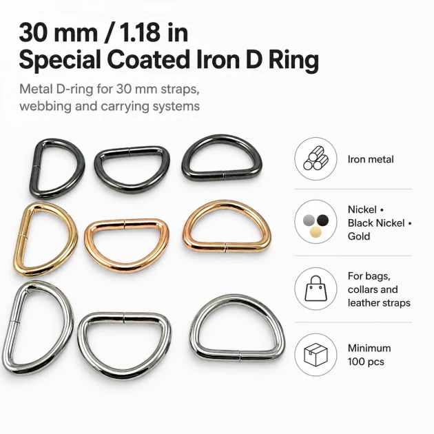 3 cm / 30 mm / 1.18 in Special Coated Iron D Ring Buckle for bags and textile accessories