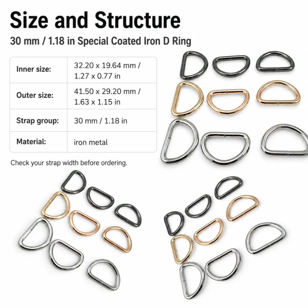3 cm / 30 mm / 1.18 in Special Coated Iron D Ring Buckle for bags and textile accessories