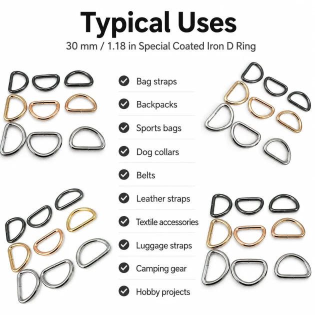 3 cm / 30 mm / 1.18 in Special Coated Iron D Ring Buckle for bags and textile accessories