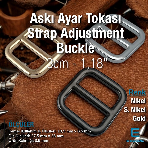 2 cm 0.79" Collar Adjustment Buckle - Square Adjustment Buckle Special Metal Plated Color S 1955