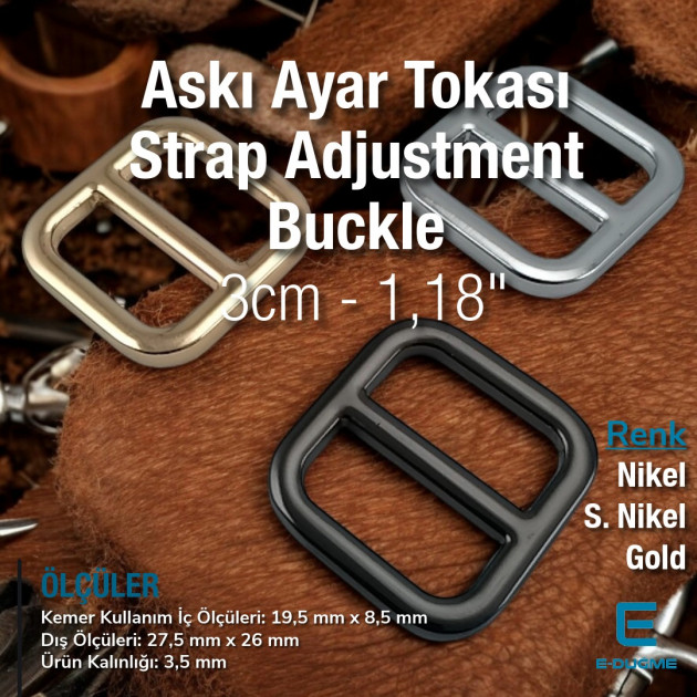 2 cm 0.79" Collar Adjustment Buckle - Square Adjustment Buckle Special Metal Plated Color S 1955