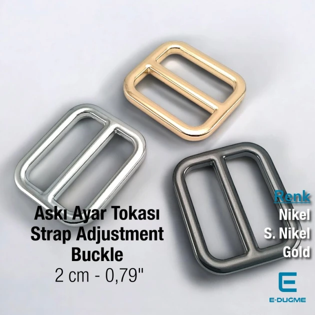 Tasma Ayar Tokası 2.5 cm Kare Ayar Tokası Özel Metal Kaplama Renk S 20386
