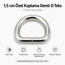 1.5 cm / 15 mm / 0.59 in Special Coated Iron D Ring Buckle S 3544