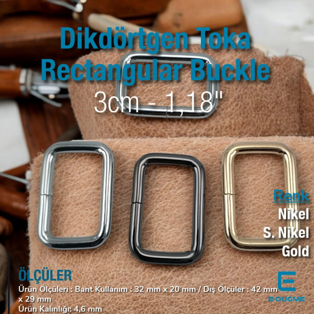 3 cm Frame Buckle Special Metal Coating - Rectangular Buckle S 3572