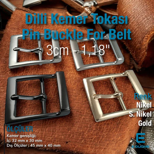 3 cm Özel Kaplama Dilli Kemer Tokası Metal S2136