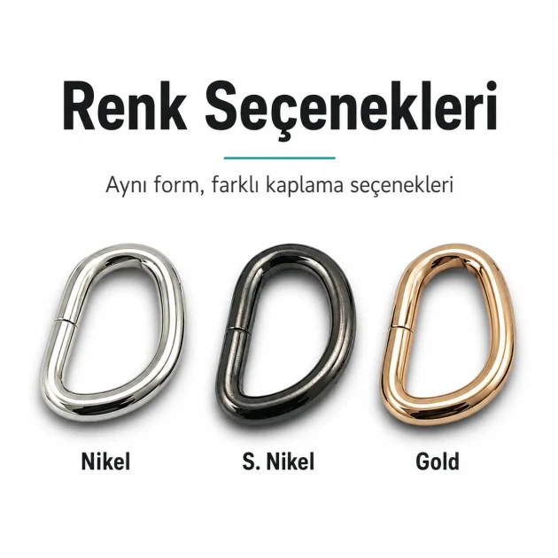 2 cm Özel Kaplama D Toka D Halka Demir SB 1159, 25 mm kayış ve askı sistemleri için ideal metal bağlantı halkası