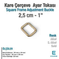 2.5 cm 0.98" Rectangular Buckle - Frame Buckle Special Metal Plating SB 1209