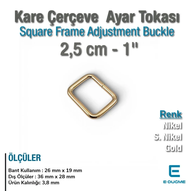 2.5 cm 0.98" Rectangular Buckle - Frame Buckle Special Metal Plating SB 1209