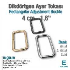 4 cm 1.6" Rectangular Buckle - Frame Buckle Special Metal Plating SB 1223