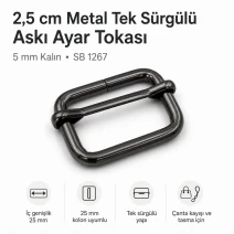 2.5 cm / 25 mm / 0.98 in Single Slide Metal Strap Adjuster Buckle, 5 mm / 0.20 in Thick SB 1267