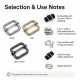 2.5 cm / 25 mm / 0.98 in Single Slide Metal Strap Adjuster Buckle for adjustable straps and webbing