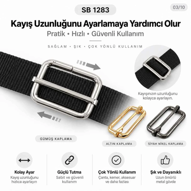 40 mm Heavy Metal Strap Adjuster Single Slide Buckle made of high-strength zamak metal, ideal for bag and backpack strap