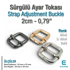 Single Slide Thick Model Strap Adjustment Buckle 2 cm Wide Metal Special Coating SB 13137