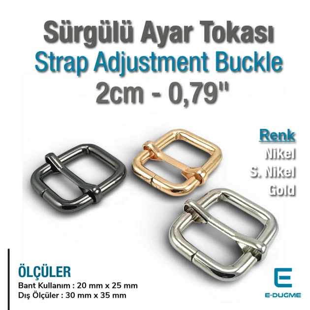 Single Slide Thick Model Strap Adjustment Buckle 2 cm Wide Metal Special Coating SB 13137