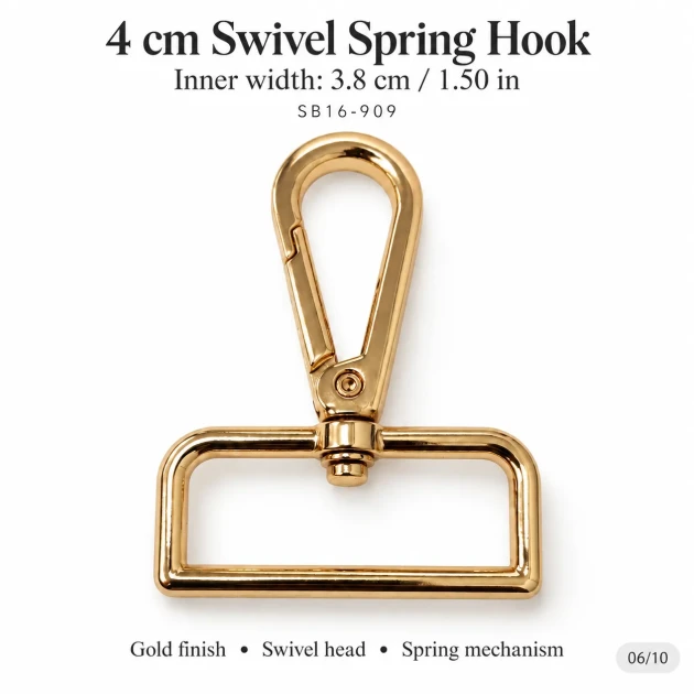4 cm gold swivel snap hook SB 16909, 38 mm inner strap opening