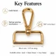 4 cm gold swivel snap hook SB 16909, 38 mm inner strap opening