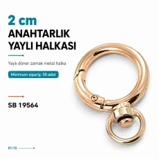 2 cm Döner Yaylı Anahtarlık Halkası – 10 mm Alt Bağlantılı Çanta Halkası SB 19564