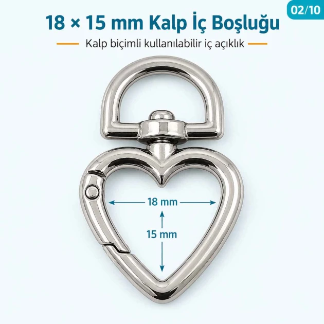 15 mm Heart-Shaped Spring Ring in Zinc Alloy for Bag Hardware SB 20293