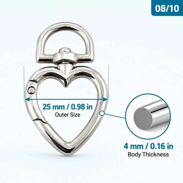 15 mm Heart-Shaped Spring Ring in Zinc Alloy for Bag Hardware SB 20293