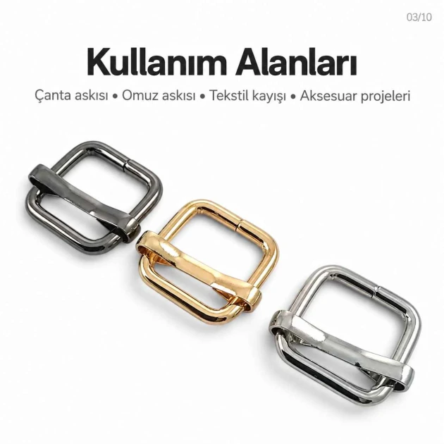 1.5 cm Metal Askı Ayar Tokası Tek Sürgülü Geniş Model Özel Kaplama SB 25518