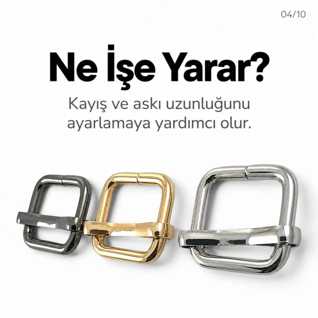 1.5 cm Metal Askı Ayar Tokası Tek Sürgülü Geniş Model Özel Kaplama SB 25518