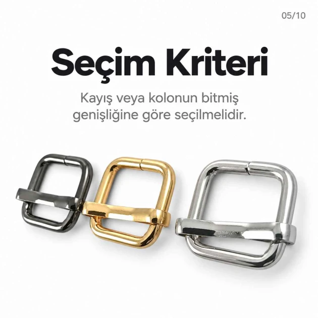 1.5 cm Metal Askı Ayar Tokası Tek Sürgülü Geniş Model Özel Kaplama SB 25518