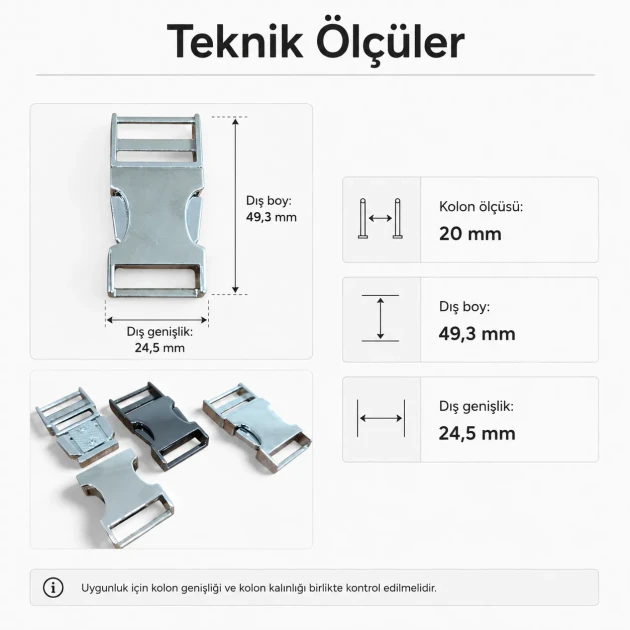 2 cm / 0.79 in Slide-On Zamak Palaska Buckle for belts, uniforms, and accessories