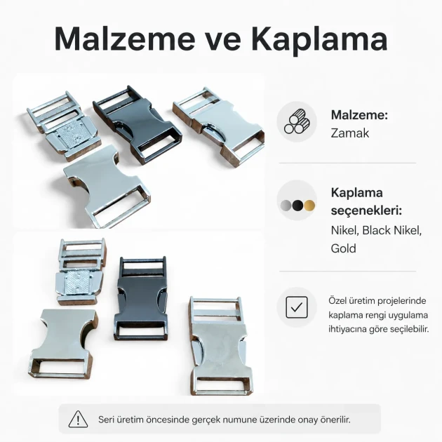 2 cm / 0.79 in Slide-On Zamak Palaska Buckle for belts, uniforms, and accessories