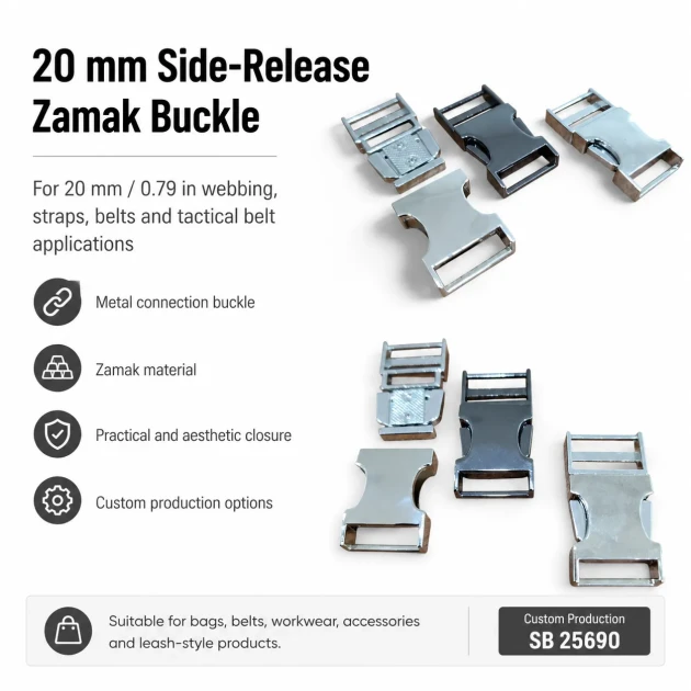 2 cm / 0.79 in Slide-On Zamak Palaska Buckle for belts, uniforms, and accessories