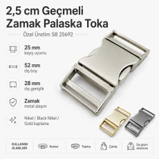 Palaska Tokası 2,5 cm Geçmeli Zamak Toka Özel Üretim SB 25692