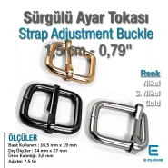 1.5 cm 0.59" Wide Metal Strap Adjustment Buckle, Single Slide Special Plating SB 5852