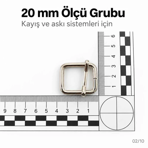 2 cm Geniş Metal Askı Ayar Tokası Tek Sürgülü Özel Kaplama, dayanıklı metal yapısı ile çanta, kemer ve tekstil projelerinde
