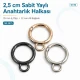 2,5 cm sabit yaylı anahtarlık halkası, 12 mm alt bağlantılı çanta halkası, zamak metal gövde ile çeşitli tekstil