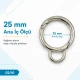2,5 cm sabit yaylı anahtarlık halkası, 12 mm alt bağlantılı çanta halkası, zamak metal gövde ile çeşitli tekstil