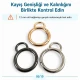 2,5 cm sabit yaylı anahtarlık halkası, 12 mm alt bağlantılı çanta halkası, zamak metal gövde ile çeşitli tekstil