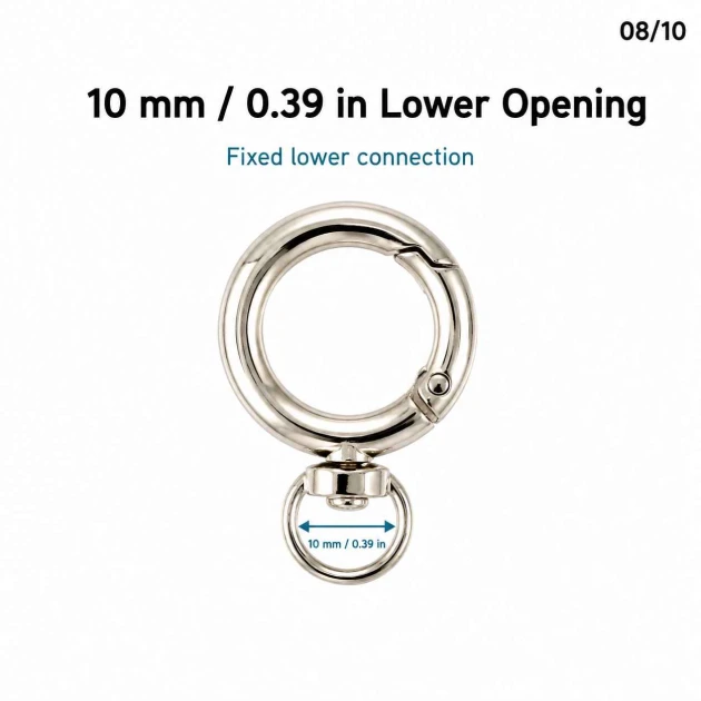2 cm sabit yaylı anahtarlık halkası SB 9019, metal zamak gövde ile çanta, kemer ve aksesuarlar için ideal bağlantı elemanı