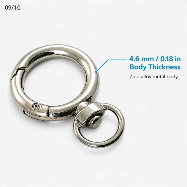 2 cm sabit yaylı anahtarlık halkası SB 9019, metal zamak gövde ile çanta, kemer ve aksesuarlar için ideal bağlantı elemanı