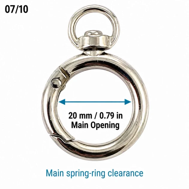 2 cm sabit yaylı anahtarlık halkası SB 9019, metal zamak gövde ile çanta, kemer ve aksesuarlar için ideal bağlantı elemanı