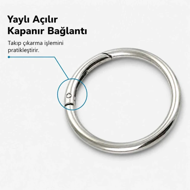 5 cm yaylı halka, zamak metal çanta halka tokası SB 9179, büyük çanta üreticileri ve aksesuar tasarımcıları için ideal