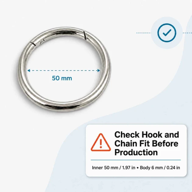 5 cm yaylı halka, zamak metal çanta halka tokası SB 9179, büyük çanta üreticileri ve aksesuar tasarımcıları için ideal