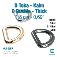 D Buckle 1.5 cm 0.59" Special Metal Plating - D Ring Zinc Alloy SB 9475