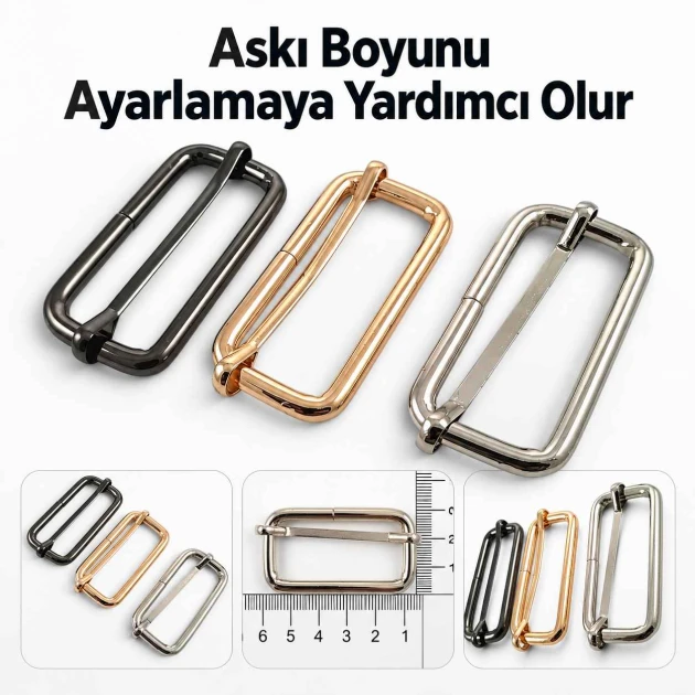 50 mm Metal Strap Adjuster Single Slide Buckle with Special Finish for Bags and Textile Products