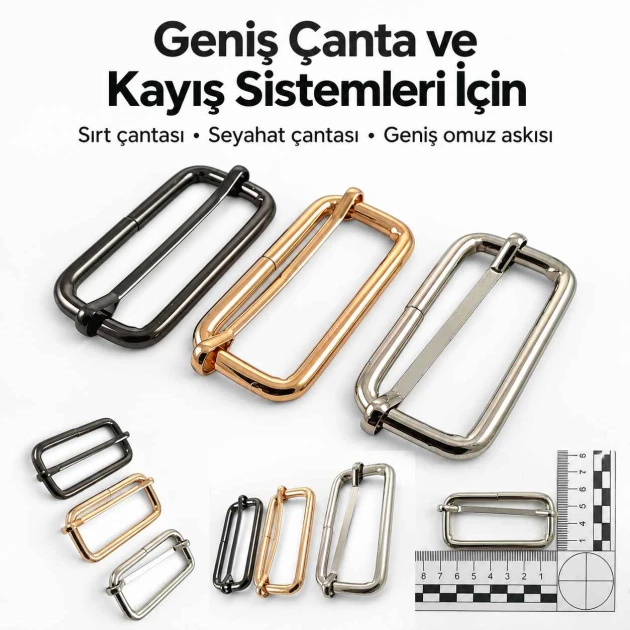 50 mm Metal Strap Adjuster Single Slide Buckle with Special Finish for Bags and Textile Products