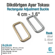 4 cm 1.6" Frame Buckle - Rectangular Buckle, Special Metal Plating, Slim Model SB 9774