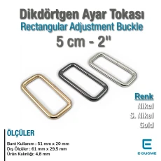 5 cm 2.0" Rectangular Buckle - Frame Buckle Special Metal Plating - Thick Model SB 9964