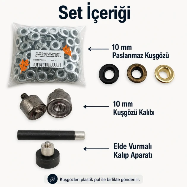 Afiş & Banner Kuşgözü Başlangıç Seti – 10 mm Kuşgözü, Kalıp ve Elde Aparat Dahil BANNER-10MM-SET05